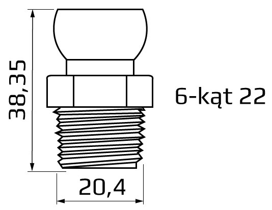 Segment z gwintem zewnętrznym 1/2" NPT - wymiary