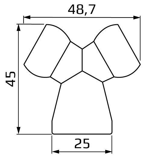 rozgałęziacz Y 3x1/4 - wymiary