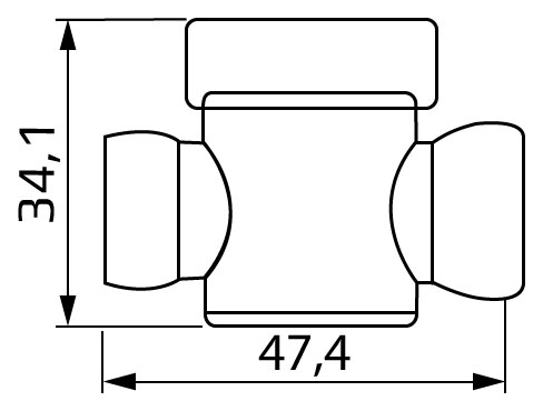 zawór międzysegmentowy, system 3/8" - wymiary